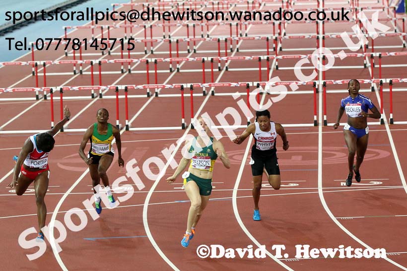 Sally Pearson (Australia) wins the 100 metres hurdles at the Commonwealth Games, Glasgow. Photo: David T. Hewitson/Sports for All Pics